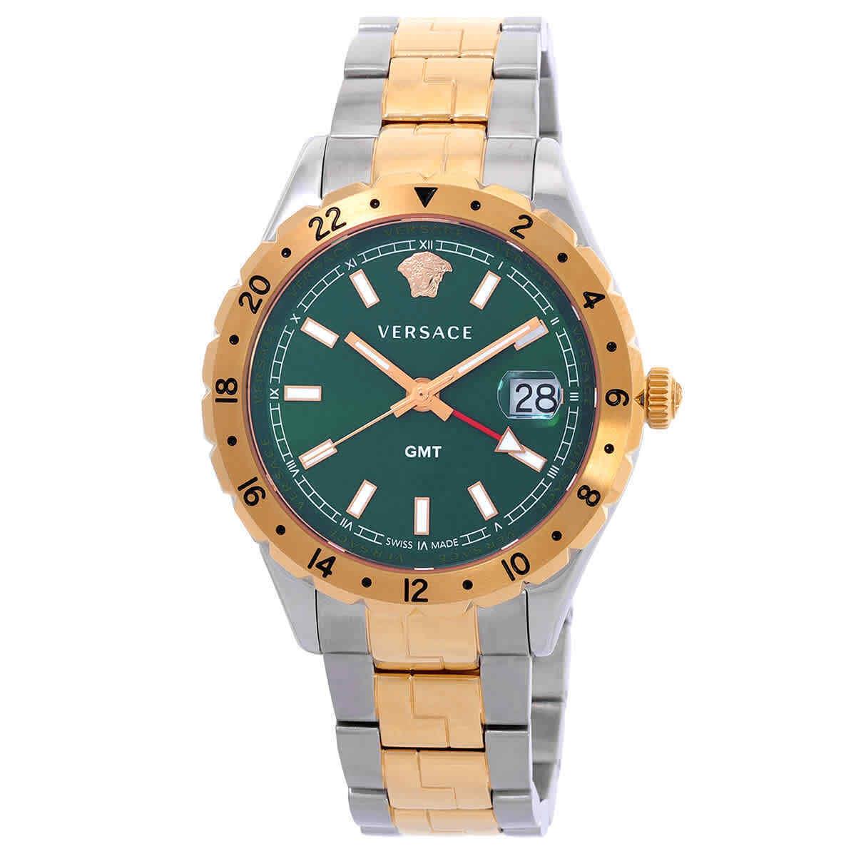 Versace Hellenyium Gmt Quartz Green Dial Men`s Watch V11050016