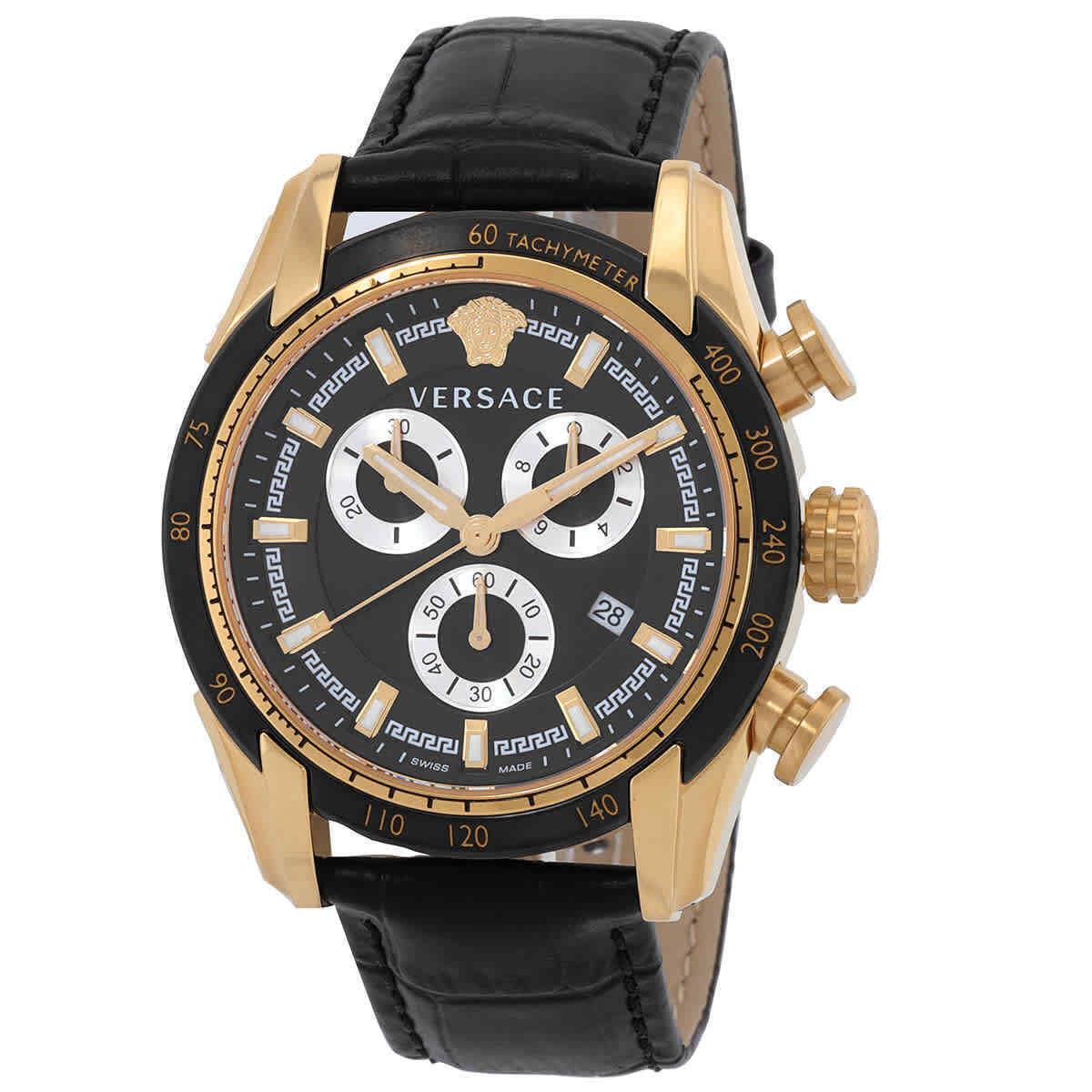 Versace V-ray Chronograph Quartz Black Dial Men`s Watch VE2I00921