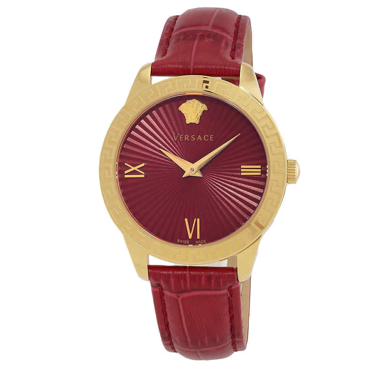 Versace Greca Signature Quartz Red Dial Ladies Watch VEVC00921