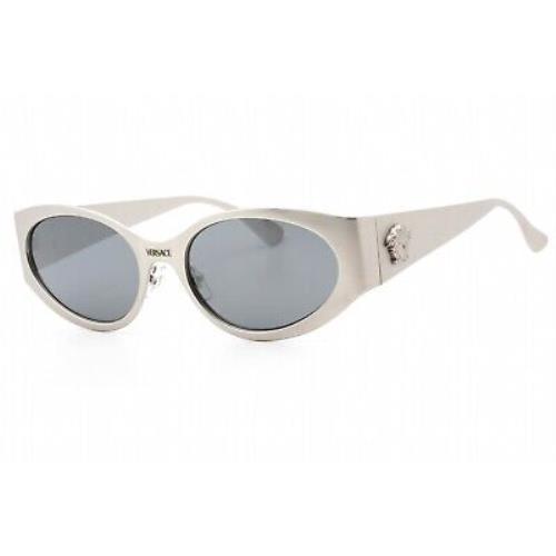 Versace VE2263 12666G Sunglasses Matte Silver Frame Grey Mirror Lenses 56mm