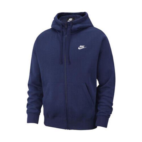 Nike Sportswear Club Fleece Full Zip Hoodie Navy Sweater BV2645-410 2XL - NAVY