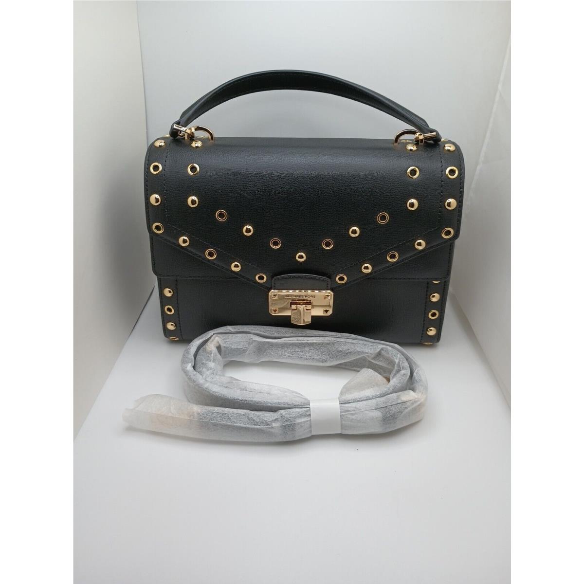 Michael Kors Metal Studs MD TH Leather Satchel Convertble Shoulder Bag