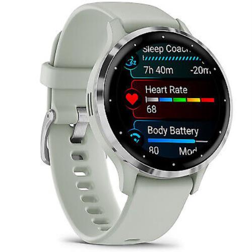 Garmin Venu 3S Health Fitness Gps Smartwatch Steel Bezel with Sage Gray Case 41