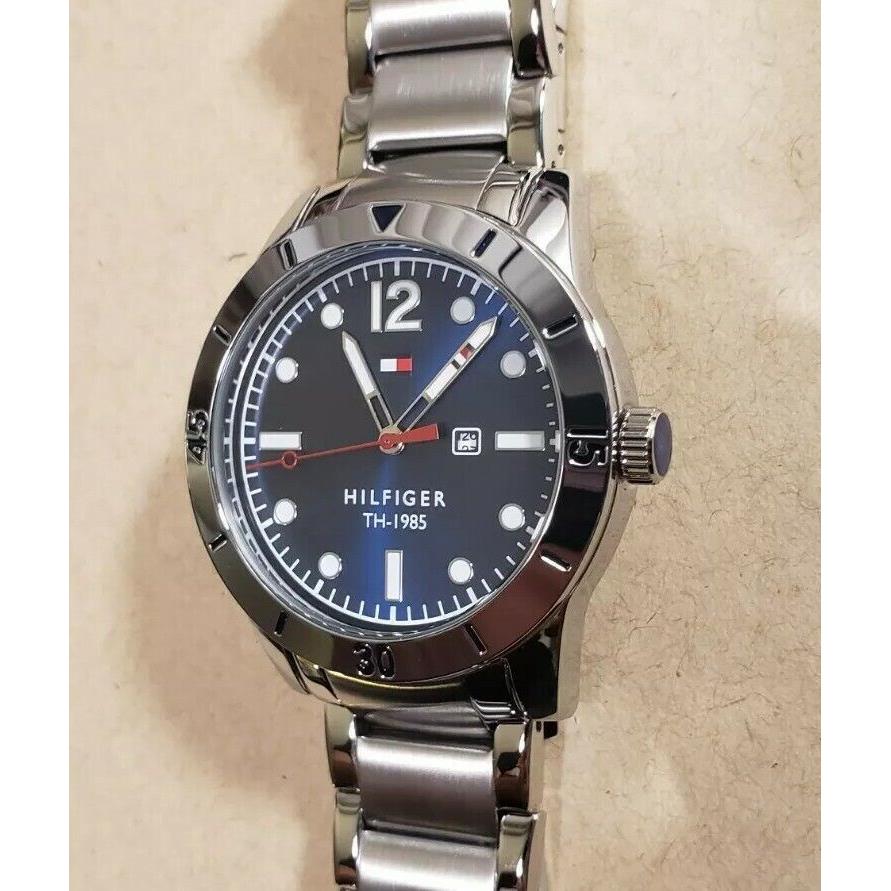 Tommy Hilfiger Watch with 42mm Navy Blue Face Silver Bracelet