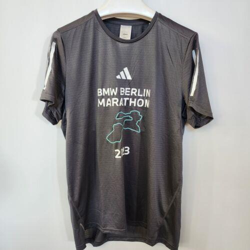 Adidas Bmw Berlin Marathon 2023 Shirt Large Gray Men s Course Map Legend L