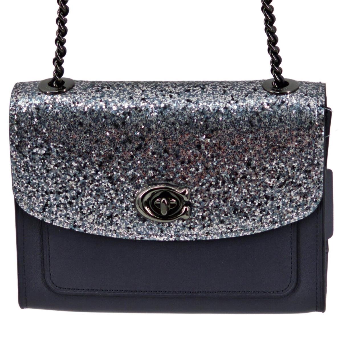 Coach 38697 Parker 18 Glitter Midnight Navy Convertible Shoulder Bag