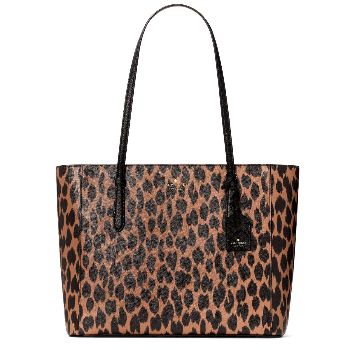 New Kate Spade Schuyler Medium Tote Saffiano Spotted Animal Print with Dust Bag