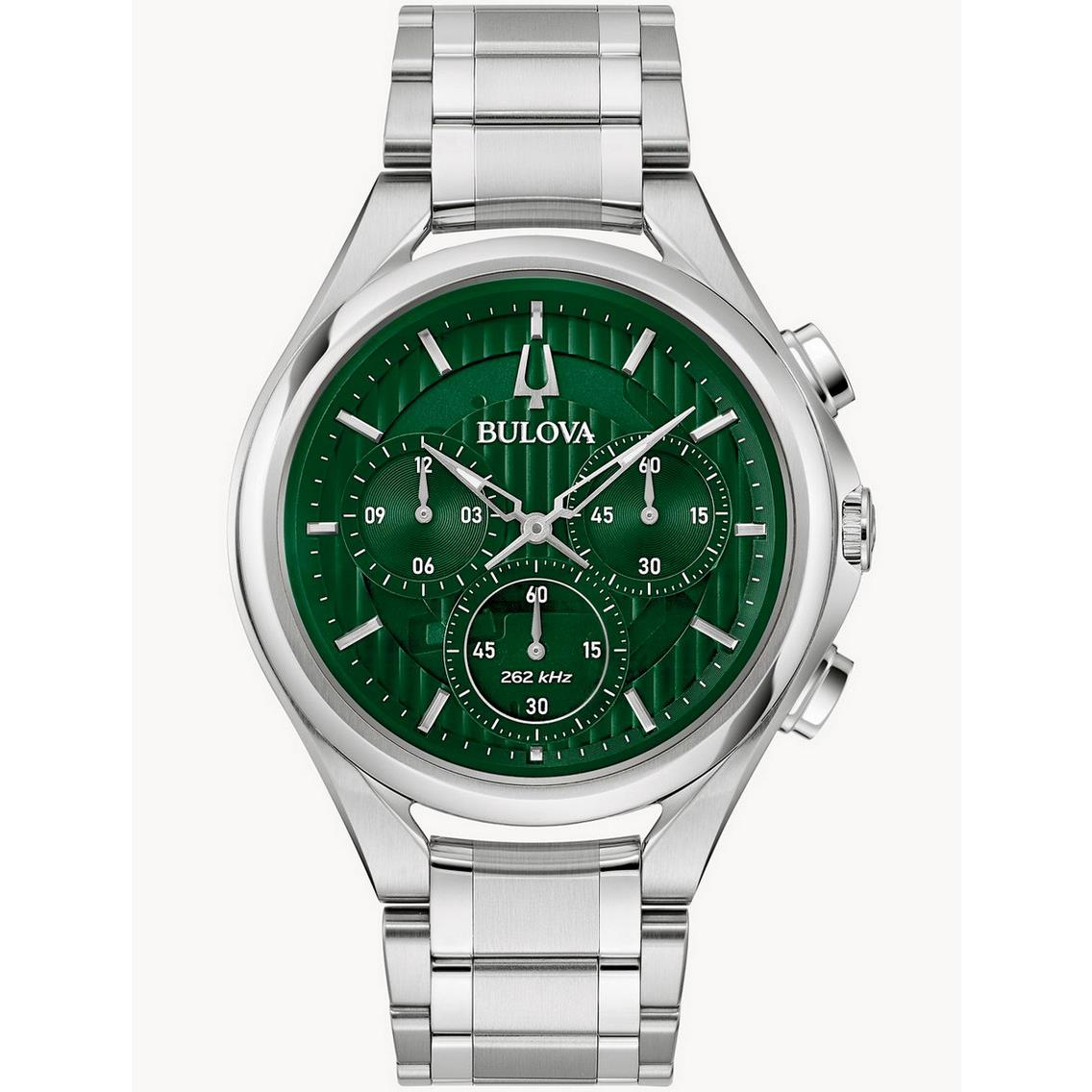 Bulova Curv Green Dial Sapphire Crystal Five Hand Chronograph Watch 96A297