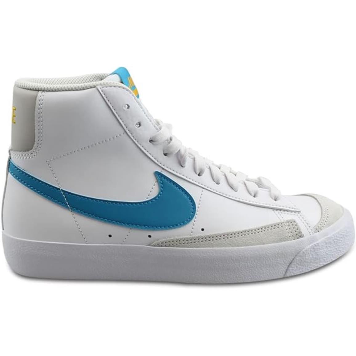 Nike Blazer Mid `77 Big Kid Basketball Shoes 5.5 - White/Laser Blue-yellow Ochre