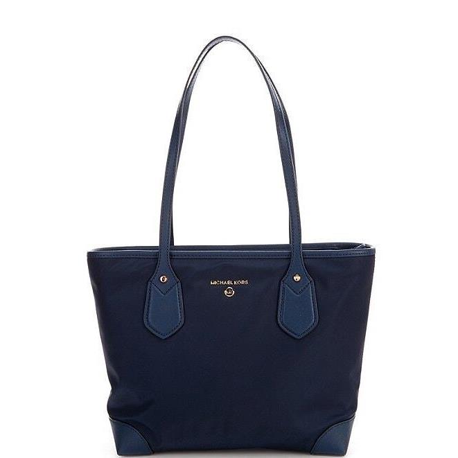 Michael Kors Eva Navy Nylon Small Top Zip Tote Bag