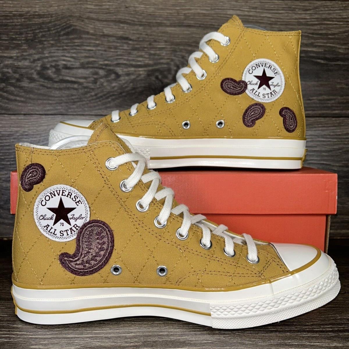 Converse Men`s Chuck 70 Hi Crafted Patches Burnt Honey Shoes Canvas Sneakers