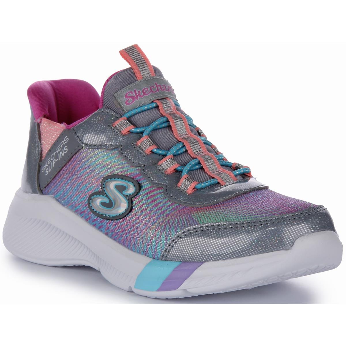 Skechers Dreamy Lites Colorful Prism Shoe Grey Pink Kids US 0.5C - 13.5C