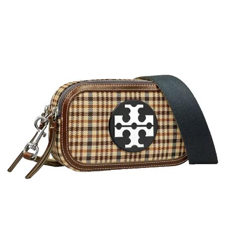 Tory Burch Miller Mini Plaid Canvas Crossbody Bag-multi /silver