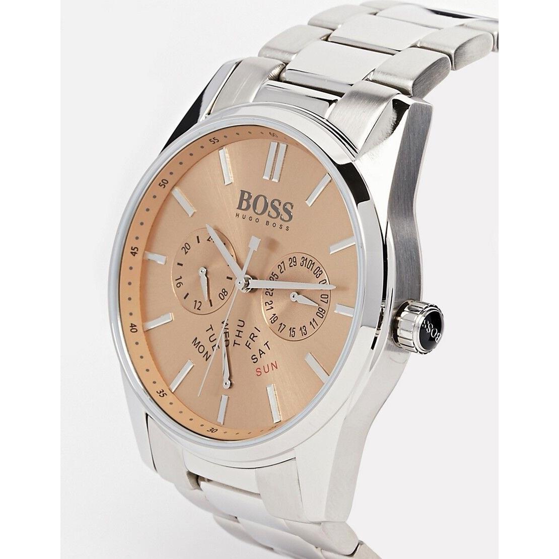 New-hugo Boss Heritage Silver Tone Multi Function Bracelet Watch 1513128