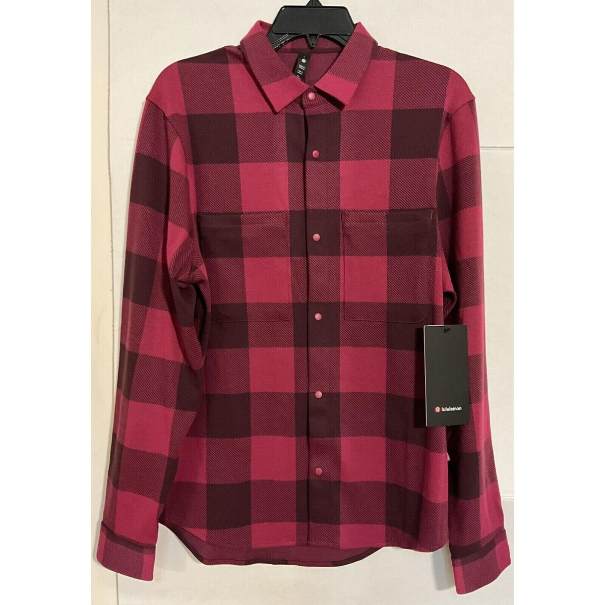 Lululemon Soft Knit Overshirt Check Plaid Pomegranate Red Chcp Men`s Size M