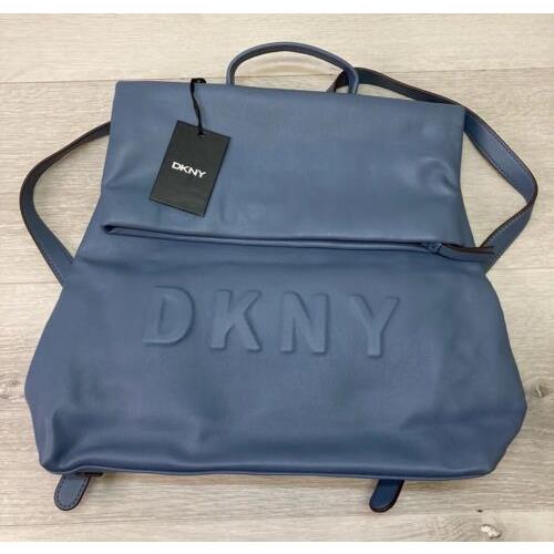 Dkny Tilly Medium Backpack Tote Bag Blue Leather