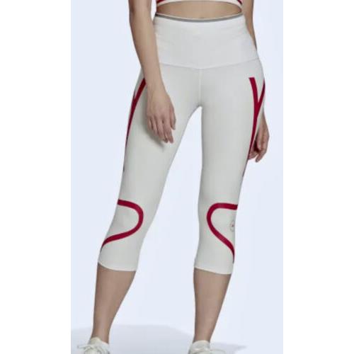 Adidas Stella Mccartney Truepace White Solar Red 3/4 Tights Womens S M L XL