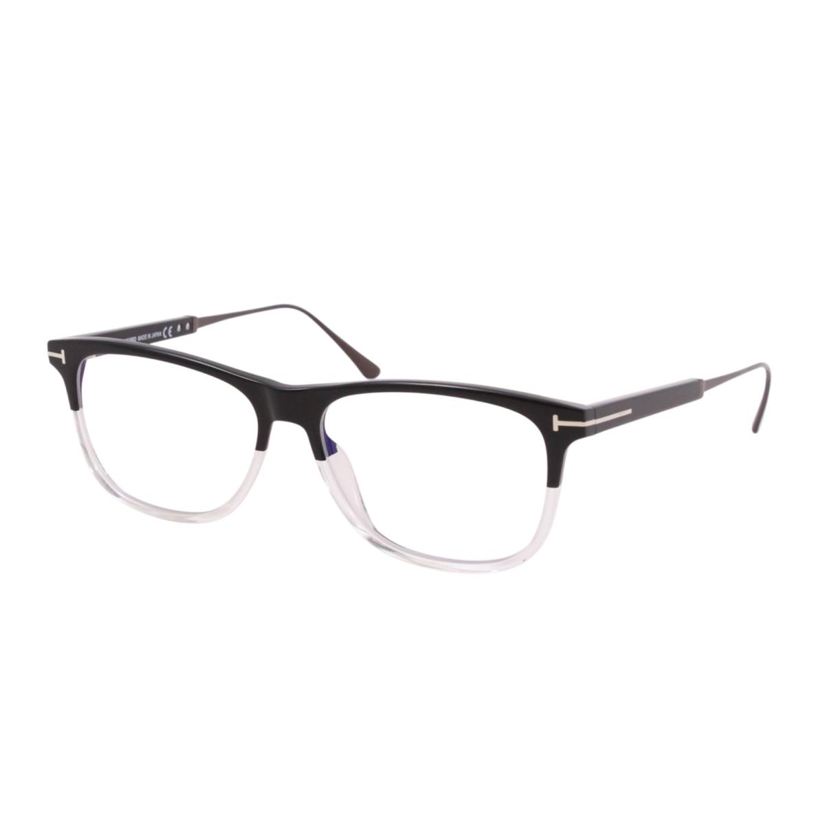 Tom Ford Blue Block Eyeglasses TF 5589-B 003 55-15 Black Clear Titanium Frames - Black & Crystal, Frame: Black & Clear, Lens: Clear with Blue Block AR