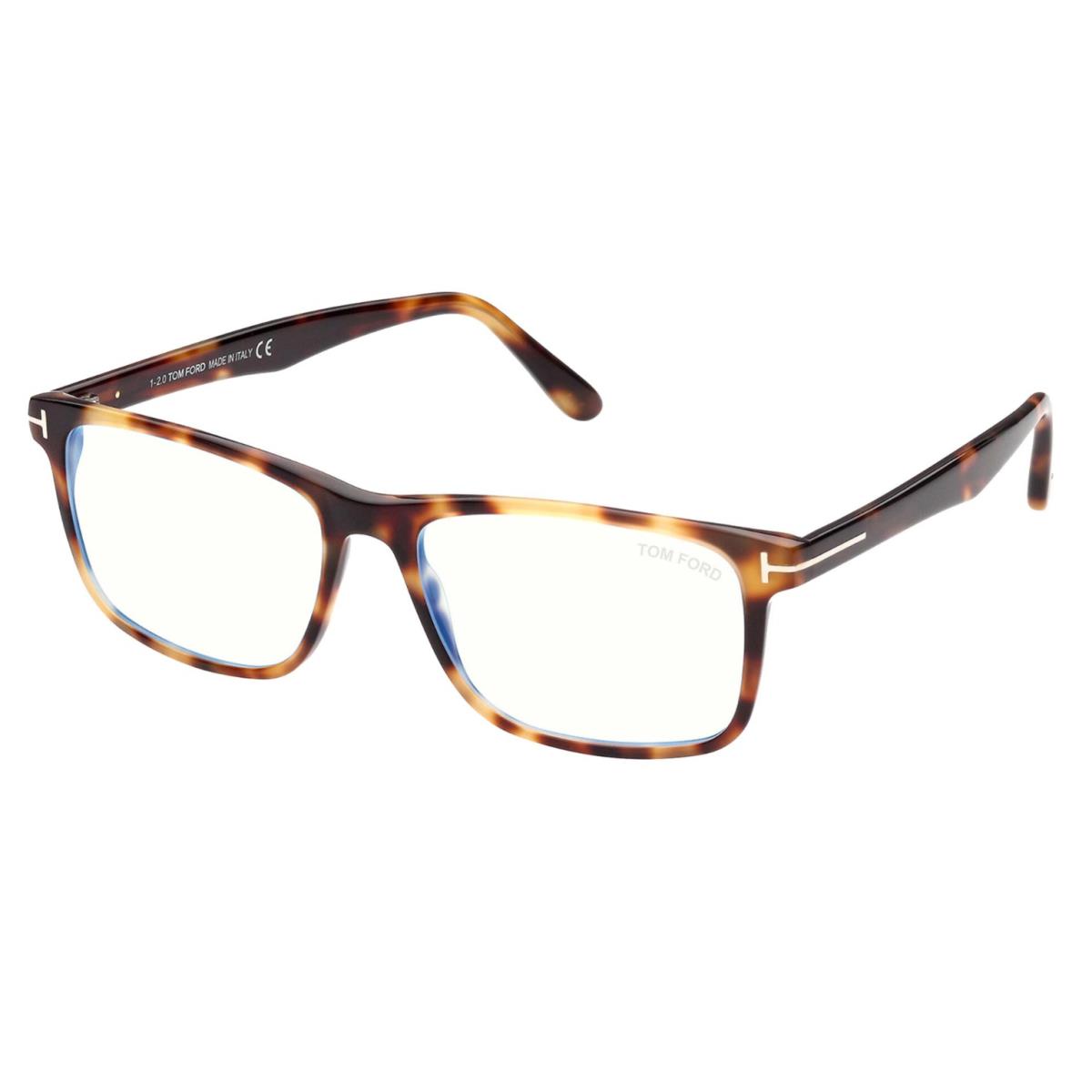 Tom Ford Eyeglasses TF 5752-B 053 55-16 Blonde Tortoise Frames Blue Block Lenses - Frame: , Lens: Clear with Blue Block AR