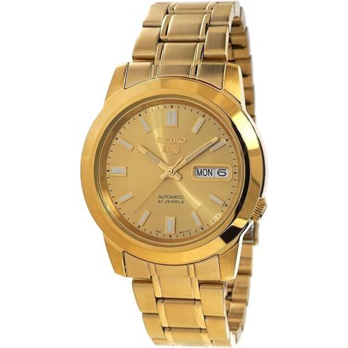 Seiko 5 Automatic Gold Dial Yellow Gold-tone Men`s Watch SNKK20K1