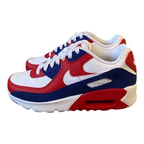 Nike Air Max 90 Leather GS Usa Running Shoes 4.5Y Women`s 6 DA9022-100 Olympics