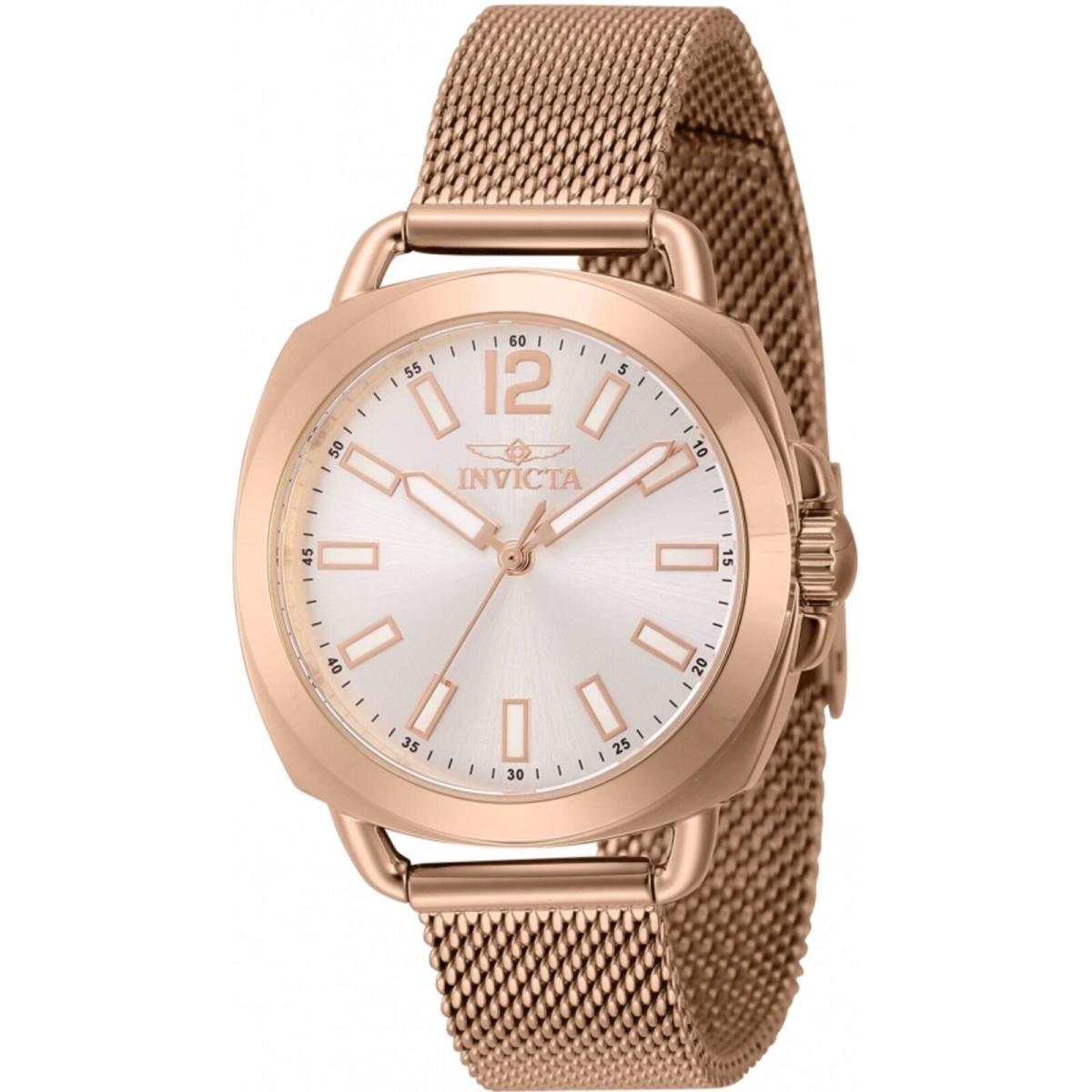 Invicta Women`s Watch Wildflower Silver Brass Dial Rose Gold Bracelet 46339 - Dial: Silver, Band: Rose