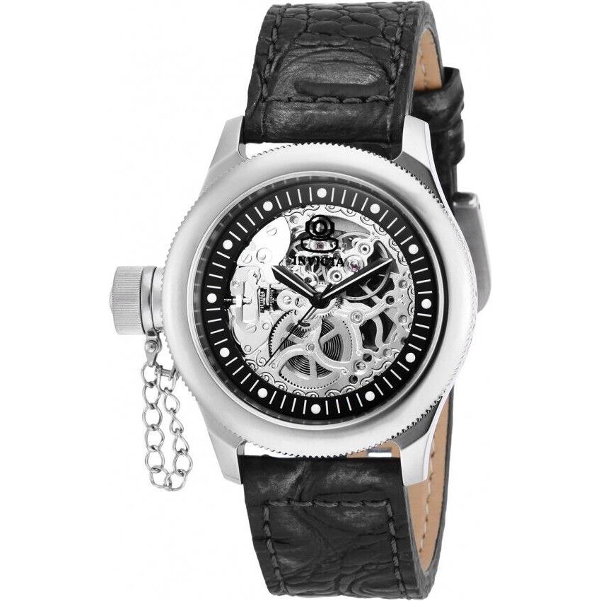 Invicta Women`s 10341 Silver Dial Manual-wind Black Leather Watch