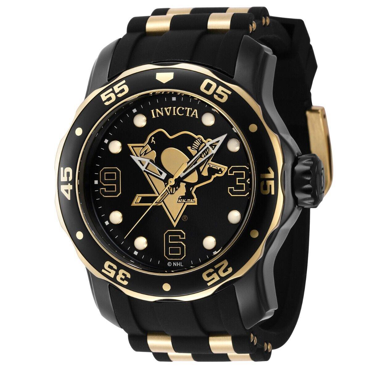 Invicta Nhl Pittsburgh Penguins Men`s Watch - 48mm Gold Black ZG-42322