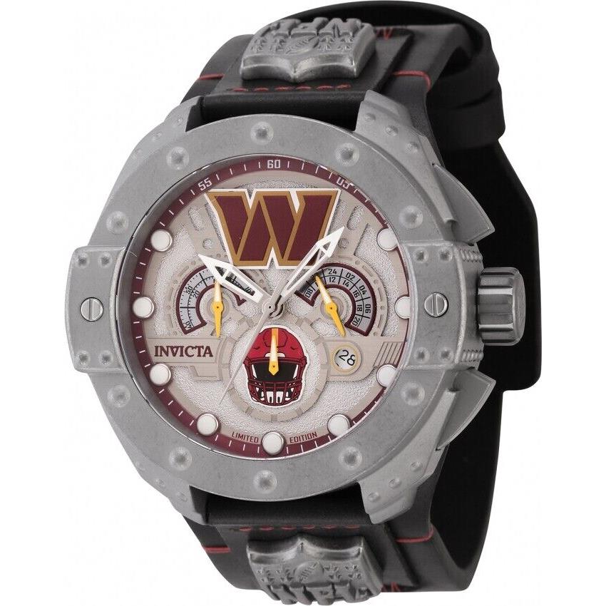 Invicta Mens Nfl Washington Commanders Multicolor Dial Chronograph Leather Watch