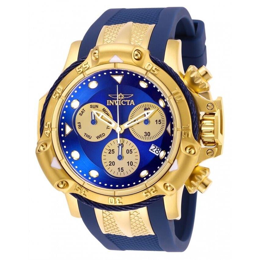 Invicta Subaqua Men`s Chronograph Blue Gold Dial Swiss Quartz Gold Blue Watch