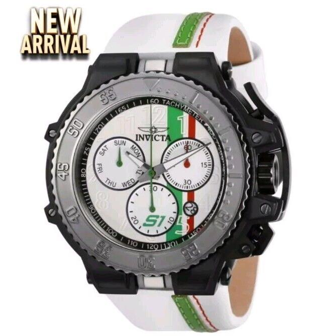 Invicta S1 Rally Race Team Swiss Ronda Z60 Caliber Men`s Watch - 58.5mm White - Dial: White, Red, Green, Band: white, red, green