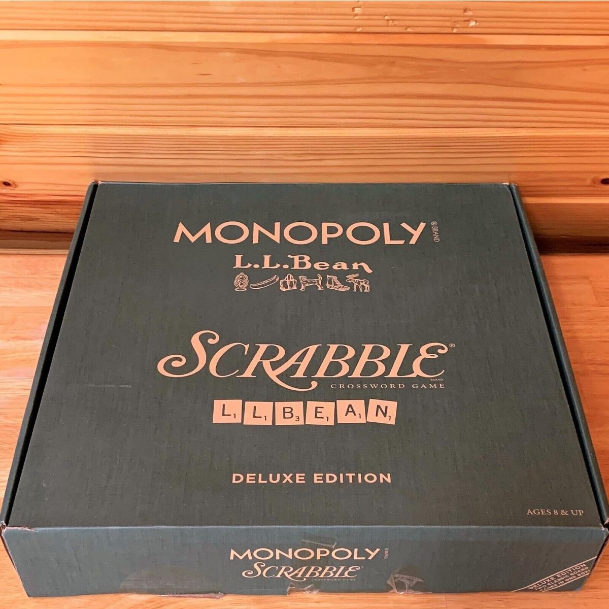 LL Bean Monopoly Scrabble Deluxe Wood Edition Lazy Susan Board Game Wooden