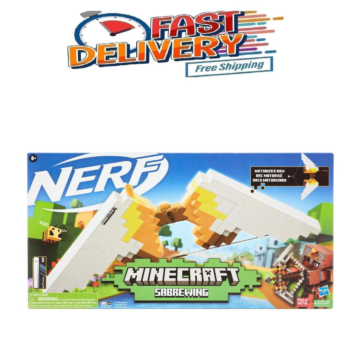 Nerf Minecraft Sabrewing Motorized Blaster Bow with 8 Elite Darts 8-Dart Clip