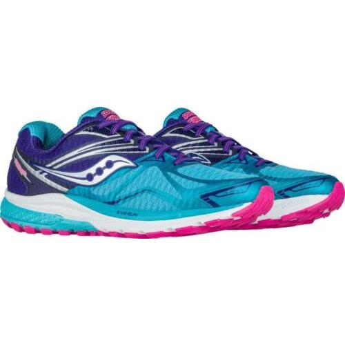 Saucony Womens Ride 9 Running Shoe Navy/blue/pink 6 W - Wide
