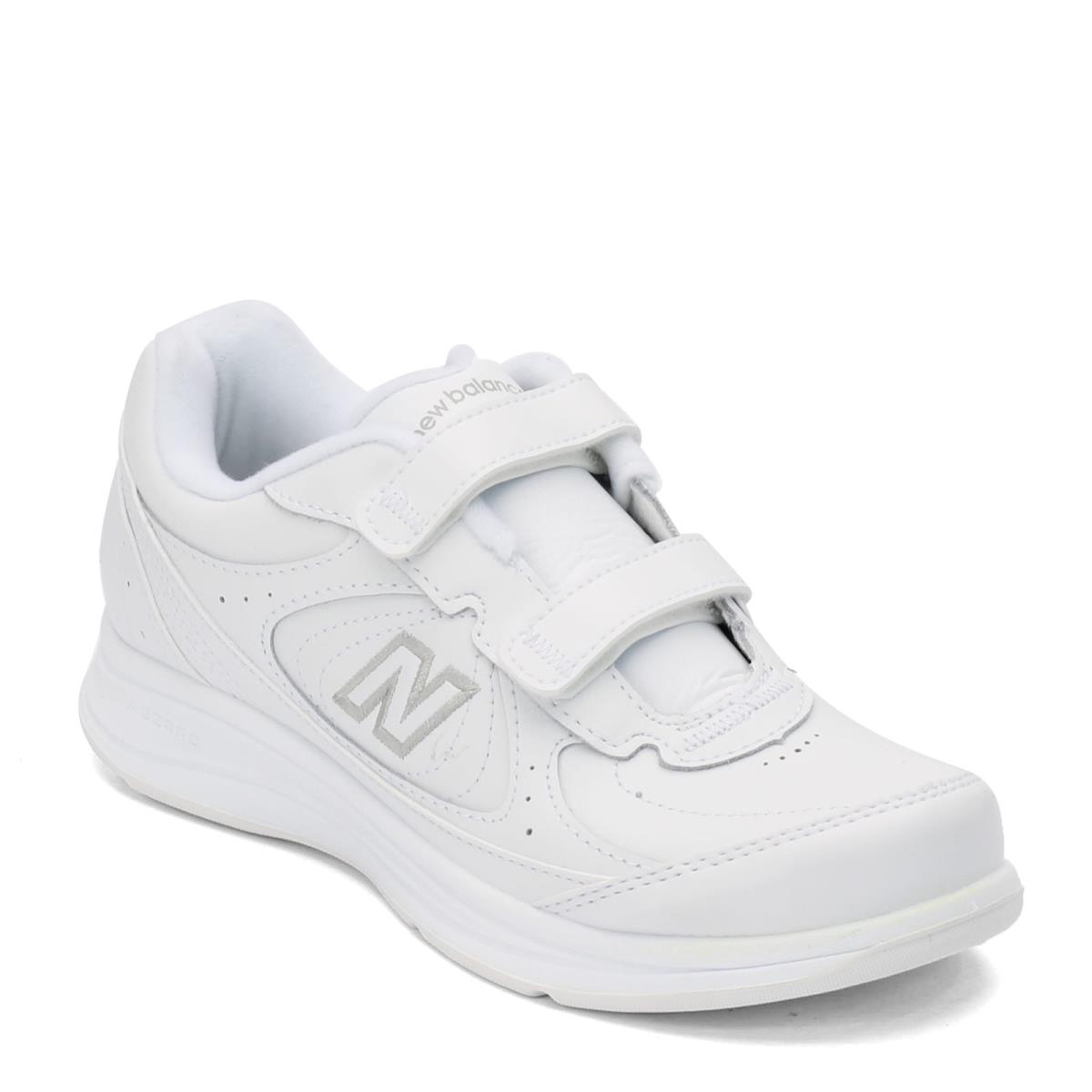 Women`s New Balance 577 Strap Walking Shoe WW577VW White Leather Mesh B