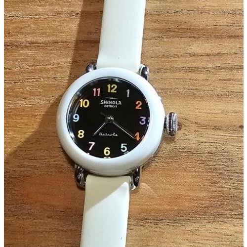 Shinola Pee Wee Detrola Watch with 25mm Black Face Offwhite Silicone Band
