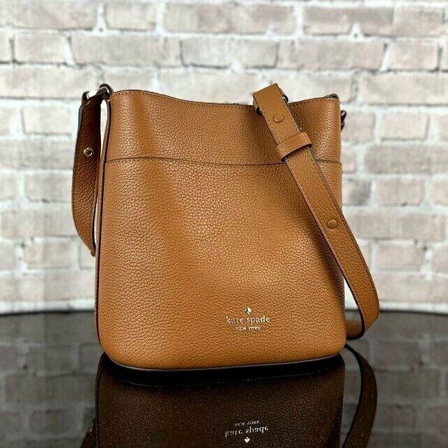 Kate Spade New York Leila Small Leather Bucket Crossbody Shoulder Bag Warm Gingerbread