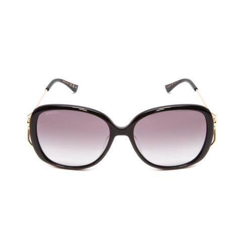 Gucci GG0649SK Women`s Oval Full Rim Designer Sunglasses in Black/gold/gray 58mm