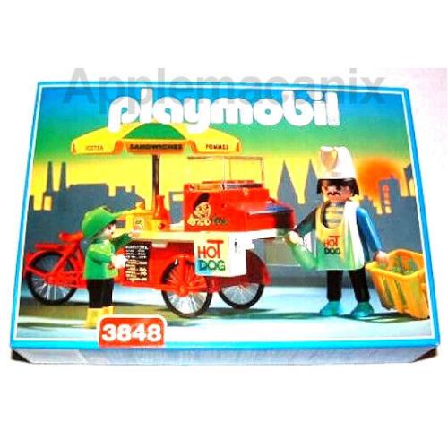 Playmobil 3848 Hot Dog Stand Vendor Street Figures Bicycle Child Kid