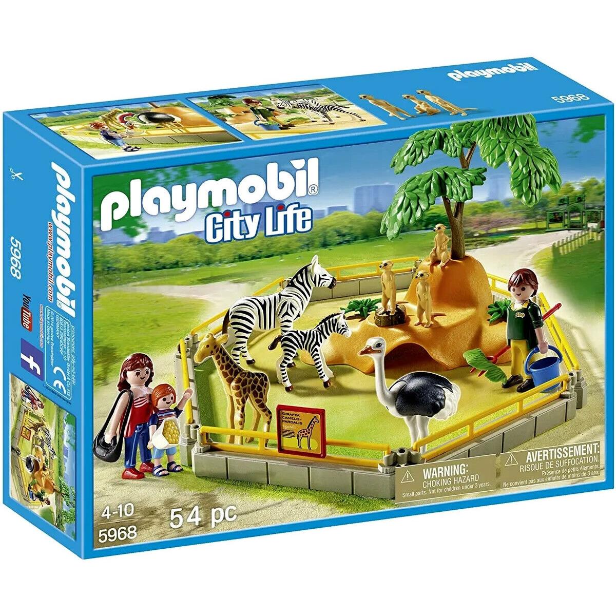 Playmobil 5968 Wild Animal Zoo Enclosure Cage Meercats Zebras Ostrich