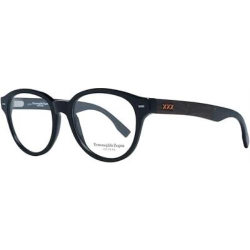 Ermenegildo Zegna ZC5002 001 Black Oval 51-18-145mm Full Rim Men`s Eyeglasses