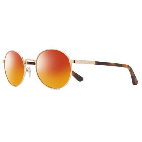 Revo Riley S Unisex Round Polarize Sunglasses Gold Tortoise Havana 50mm 4 Option Red Mirror Polar