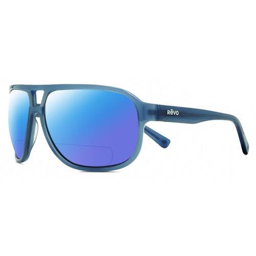 Revo Hank Unisex Aviator Polarized Bifocal Sunglasses in Grey Blue Crystal 62 mm Blue Mirror