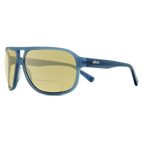 Revo Hank Unisex Aviator Polarized Bifocal Sunglasses in Grey Blue Crystal 62 mm Yellow