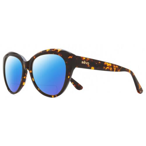 Revo Rose Cat Eye Polarized Bifocal Sunglasses in Tortoise Havana 55mm 41 Option Blue Mirror