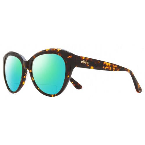 Revo Rose Cat Eye Polarized Bifocal Sunglasses in Tortoise Havana 55mm 41 Option Green Mirror