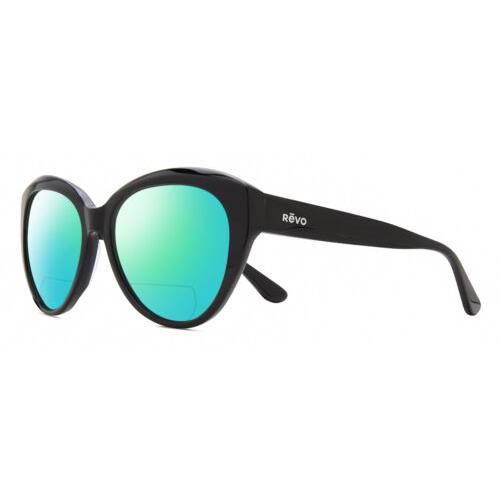 Revo Rose Women Cateye Designer Polarized Bifocal Sunglasses Black 55mm 41Option Green Mirror