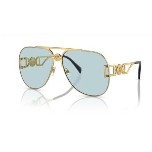 Versace 0VE2255 1002/1 - Gold / Light Blue Wide Square Men`s Sunglasses