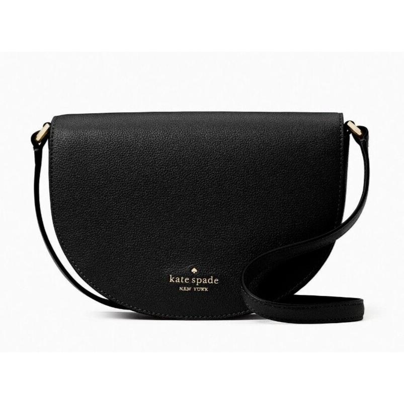 New Kate Spade Luna Crescent Crossbody Bag Leather Black