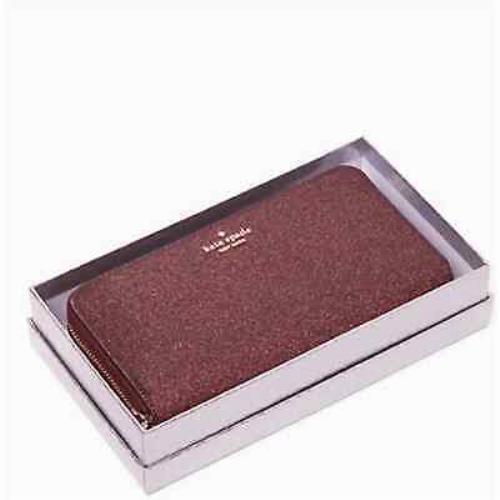 Kate Spade Boxed Shimmy Glitter Large Continental Wallet IN Deep Nova Burgundy